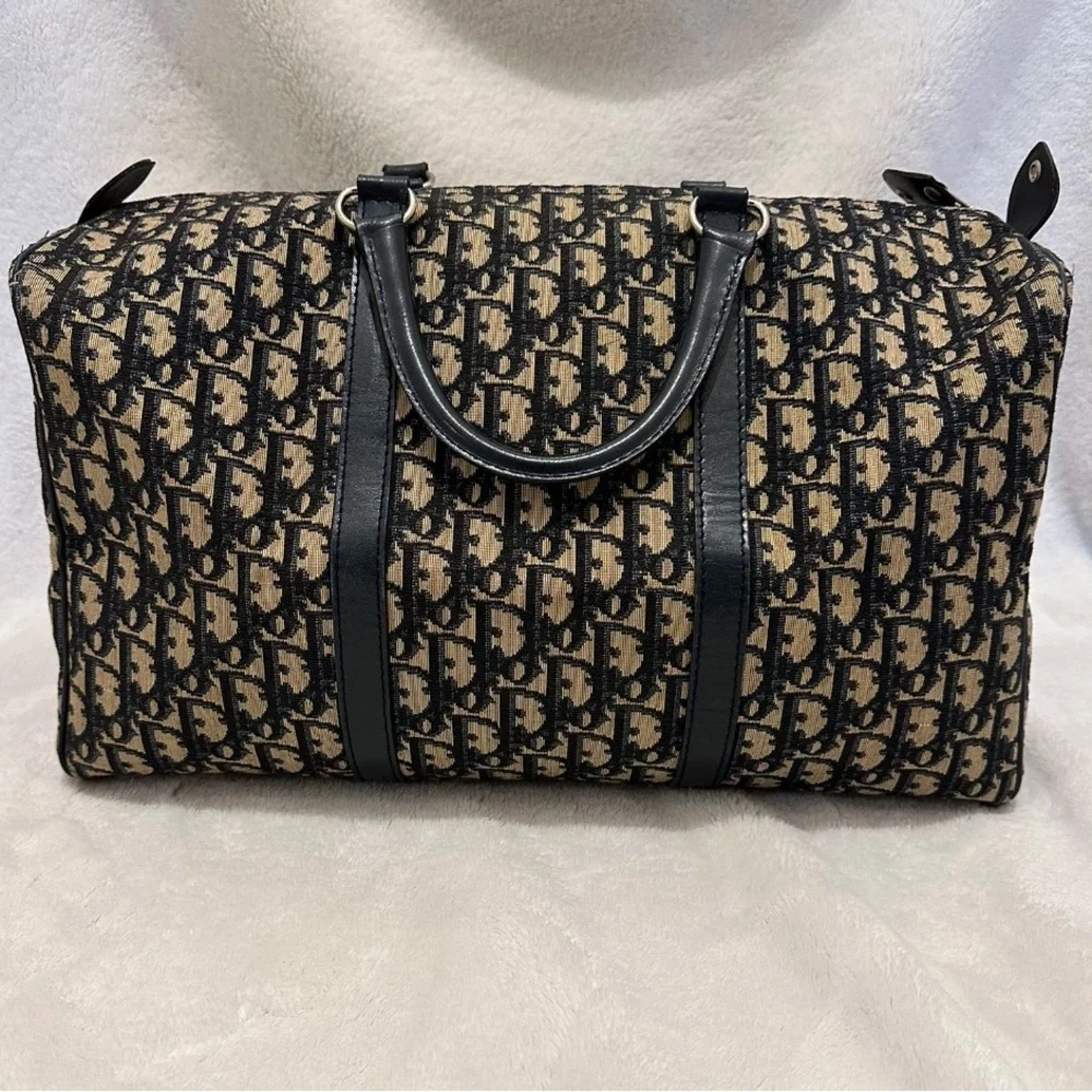 Vintage dior blue and Tan Monogram bowling / Boston bag! - Picture 2 of 15